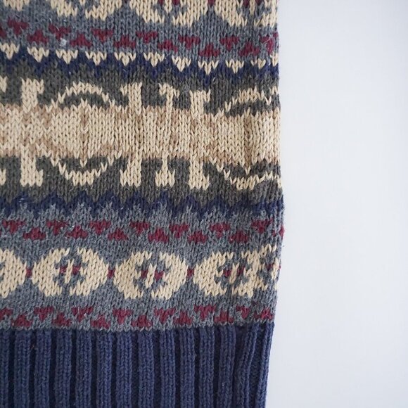 Vintage American Eagle Outfitters Taupe Blue Knit Eclectic Grandpa Crewneck M - Picture 6 of 10